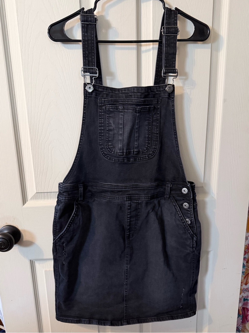 Jeaniologie Black Denim Mini Overall Skirt